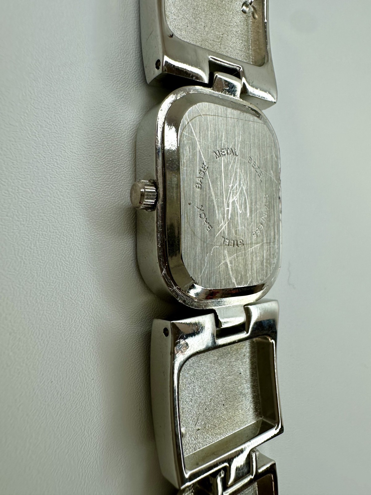 Sophie Watch Silver Tone Black White Enamel Vintage