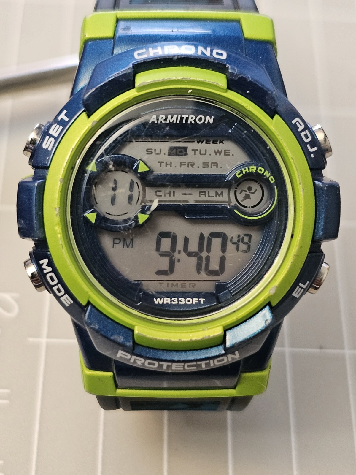 Armitron Pro Sport Unisex 45/7064 Blue/green Digital Display Quartz Watch 38MM