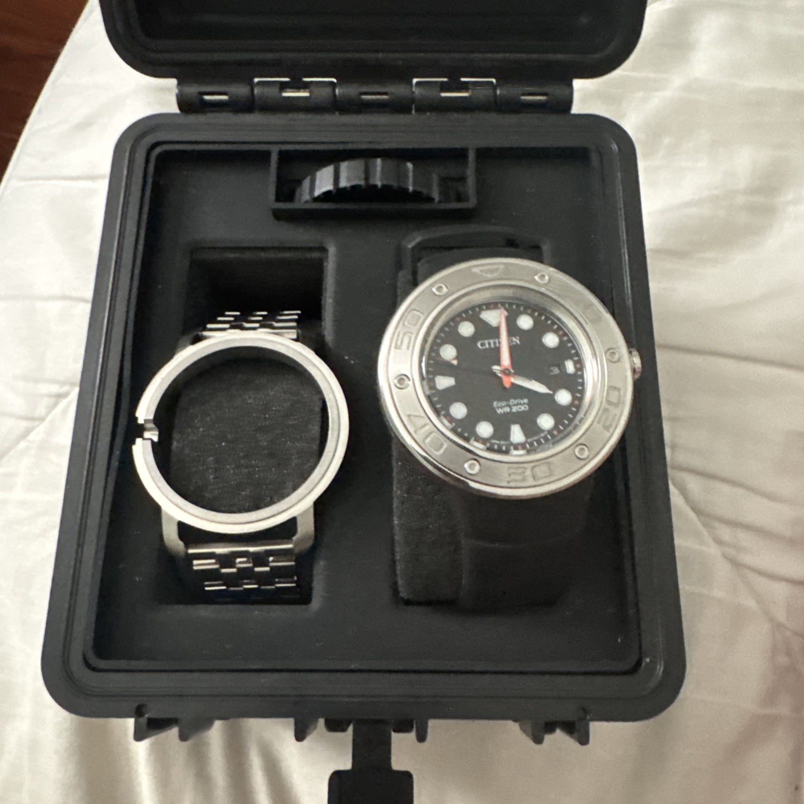Citizen Eco-Drive AW1530-65E Discontinued St.Steel Blk Slv Solar Mens Watch