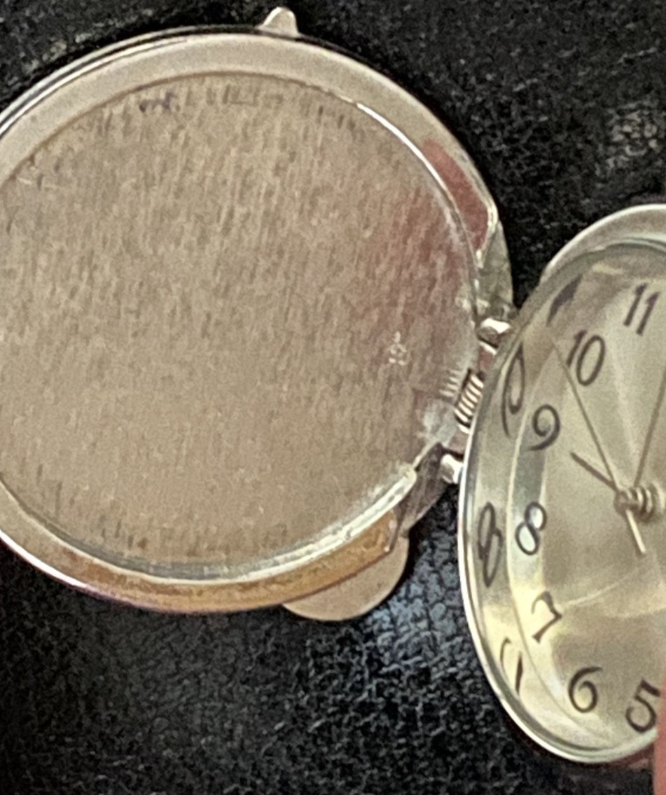 Monogram Flip Cover Clip-on Watch, Pink & Silvertone – Needs Battery