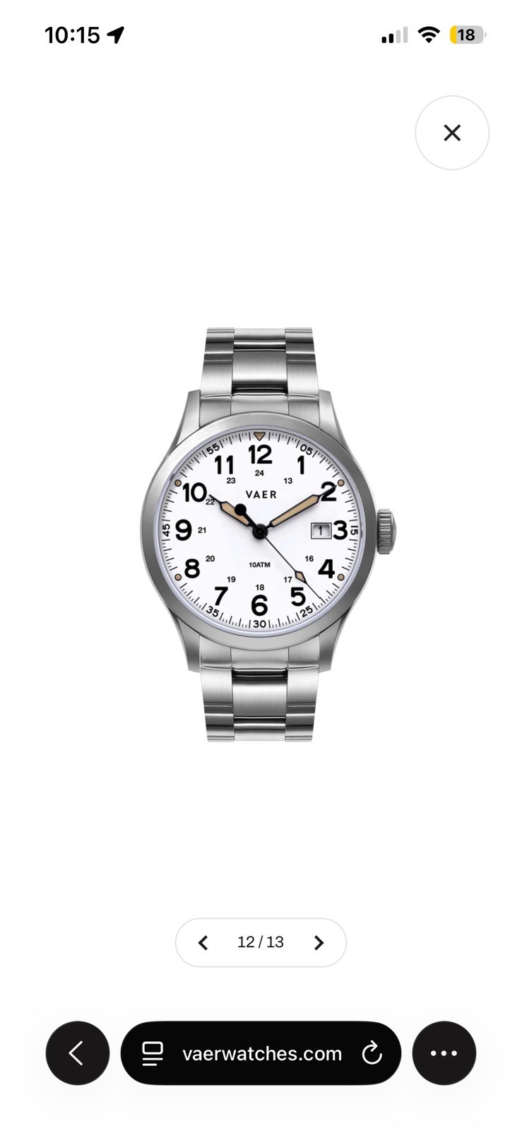 VAER S5 Calendar Field White – 40mm Quartz Stainless Steel & Rubber Strap