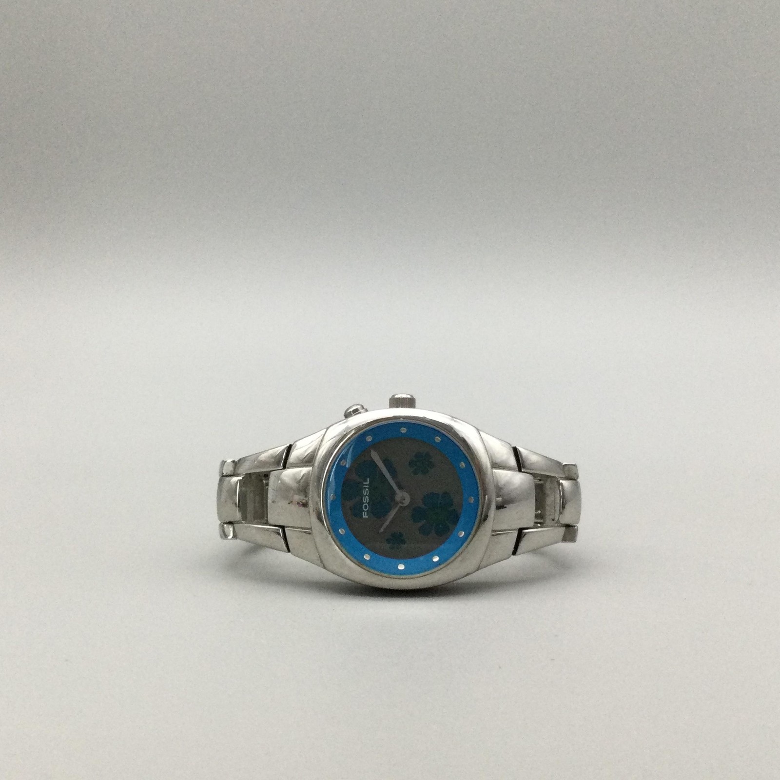 Fossil Big Tic Womens Watch 23mm Blue Floral Dial ES-9675 New Battery 5.75″
