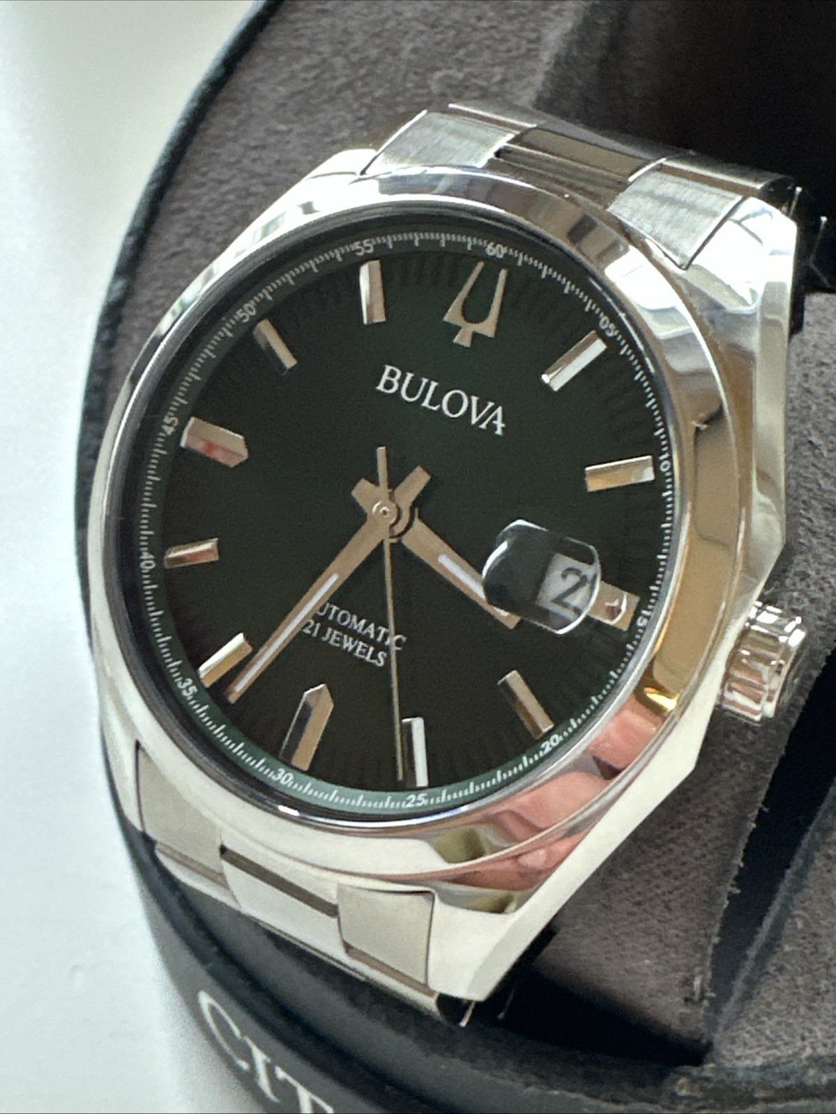 Bulova Men’s Surveyor Date Indicator Automatic Silver Watch 39MM 96B429