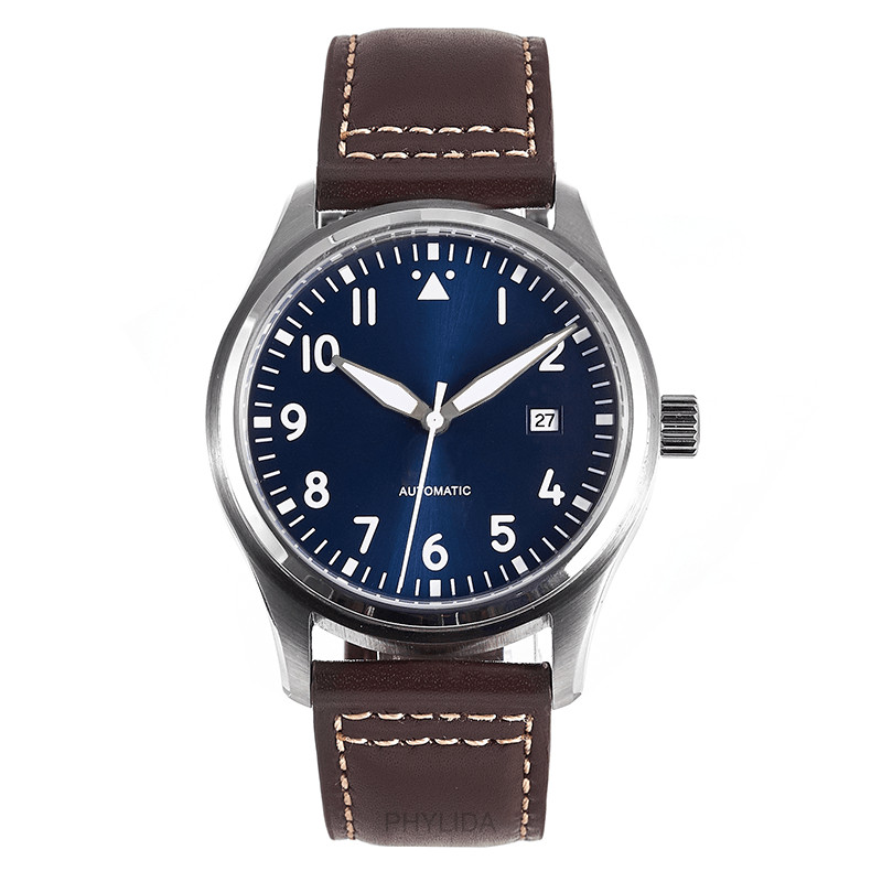 5ATM 42mm Blue Pilot’s Watch Sapphire Crystal JAPAN MIYOTA Automatic Lume Dial