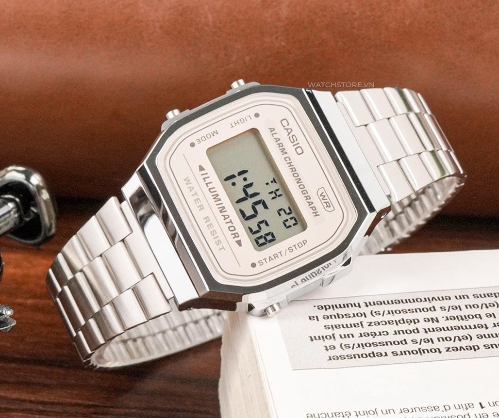 Casio A168WA-8A Vintage Design Digital Stainless Steel Grey Unisex Casual Watch