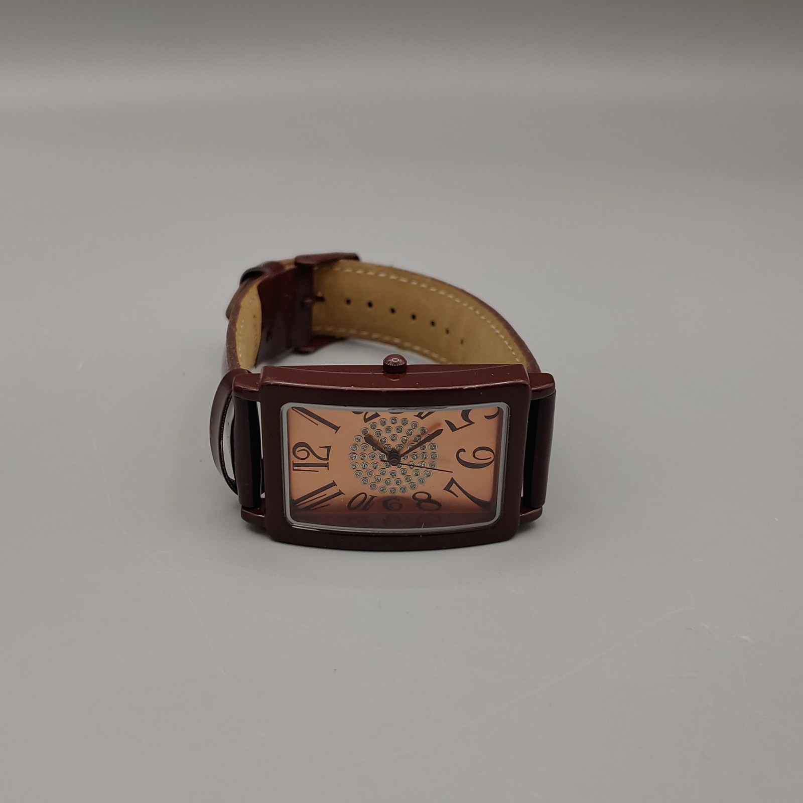 Y2K Xhilaration Watch 29mm Brown Rosegold Dial Rectangle 7″ FMDX162 Japan Quartz