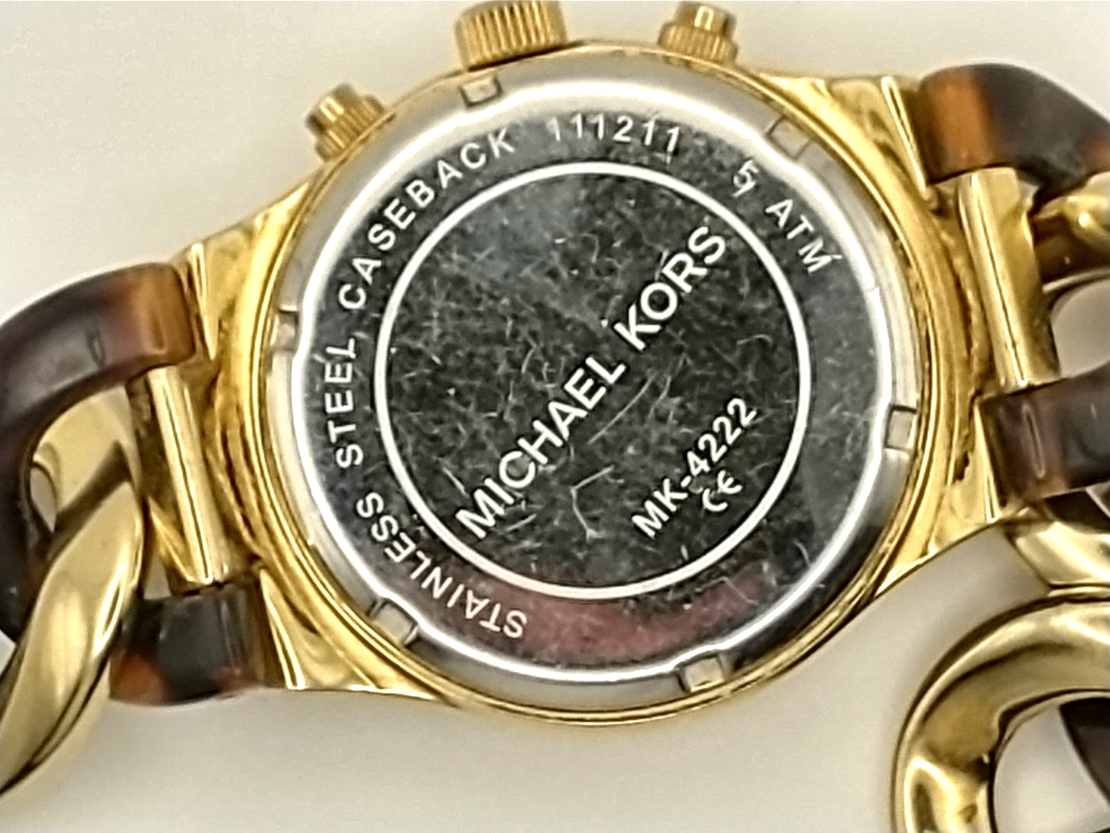 MICHAEL KORS Runway Ladies Chronograph, Goldtone & Tortoise, MK4222, Box & Book