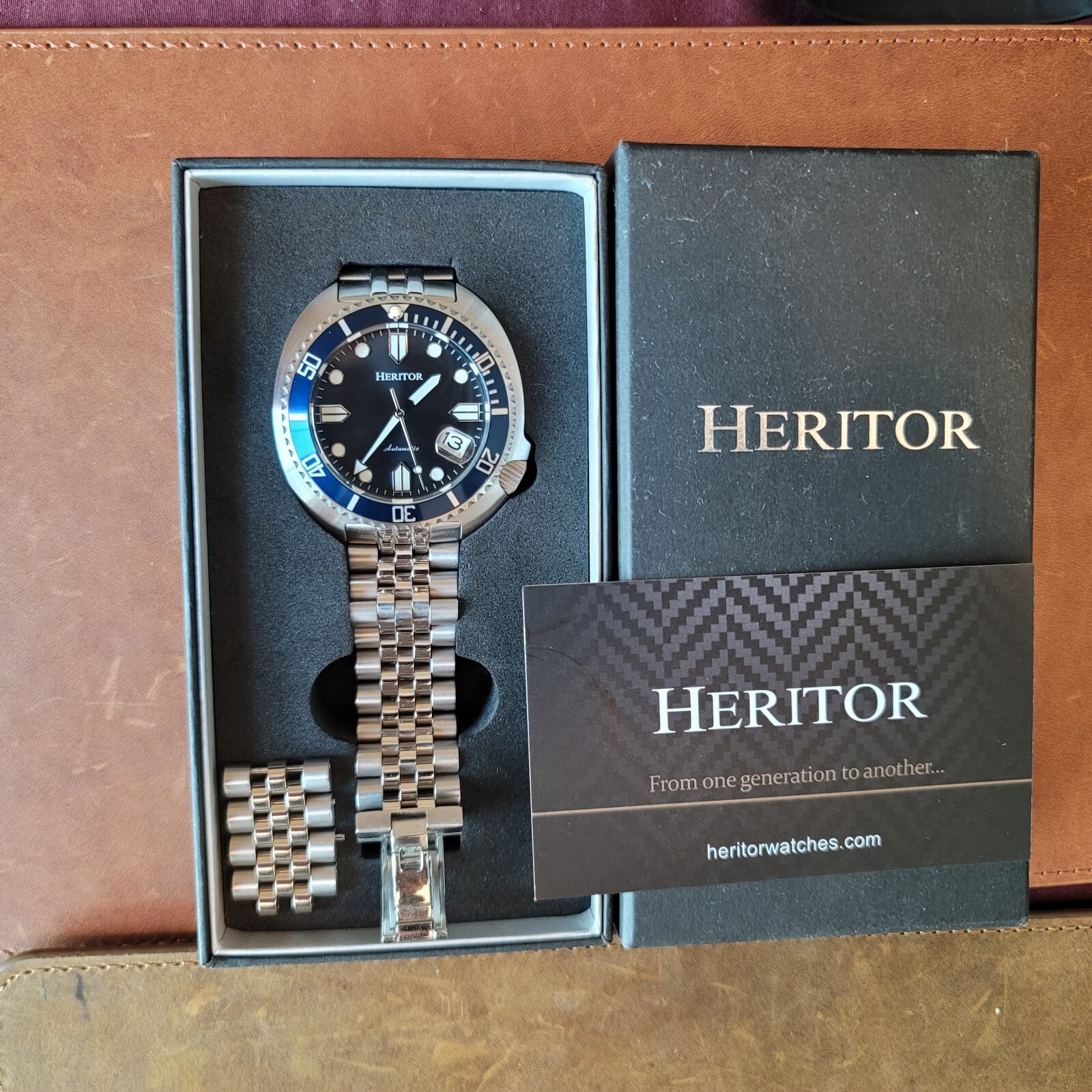 Heritor Automatic Morrison Bracelet Watch w/Date – Black-Gray/Blue – HERHR7612