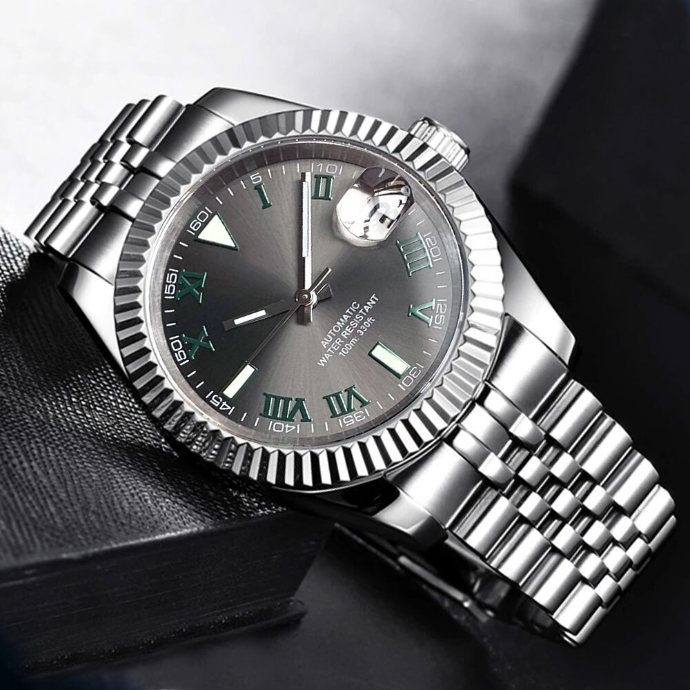 36/39mm Luxury Tandorio NH35 Automatic Men Watch Sapphire Roman Dial Date Cyclop