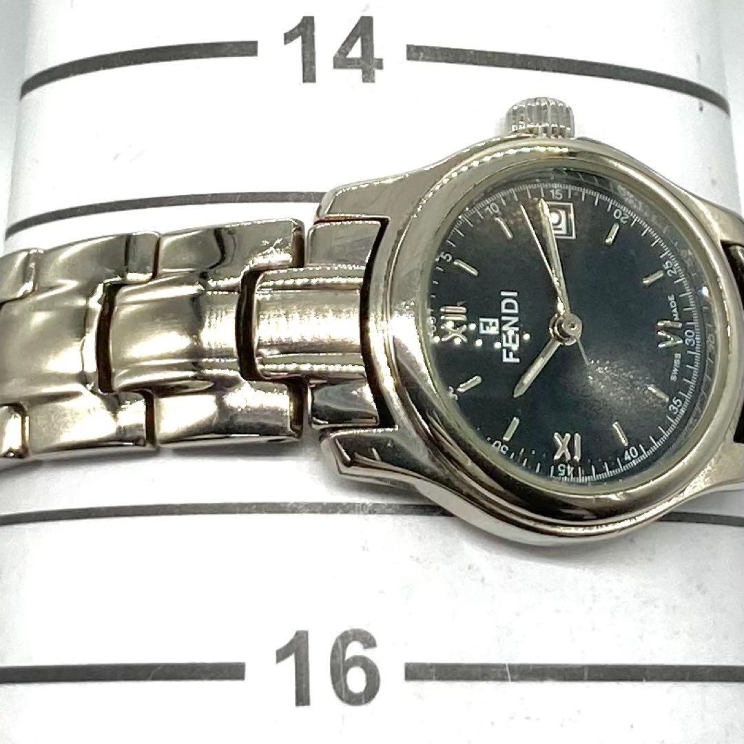 Fendi 210L Orologi Quartz Black Silver Date Watch Japan 075877