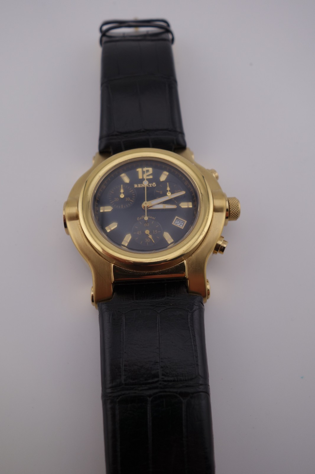 Renato CLASSIC BEAST, Swiss ETA Chrono Movement, Black Dial on Alligator Strap