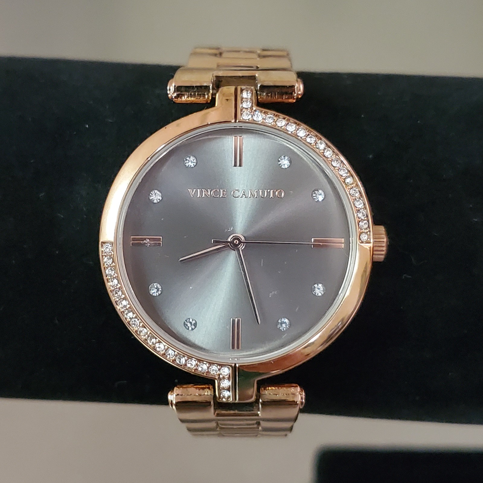 Vince Camuto Women’s Watch Analog Quartz Rose Gold Tone Gemmed 6.75 inch 34 mm