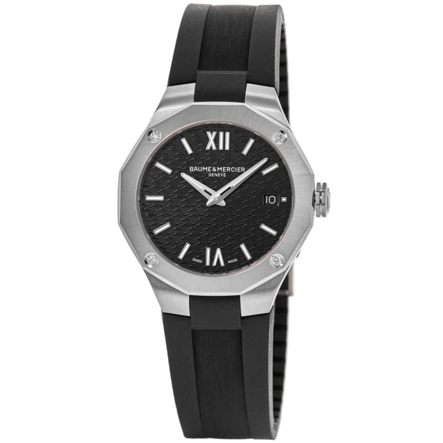 New Baume & Mercier Riviera Black Dial Rubber Strap Women’s Watch 10613