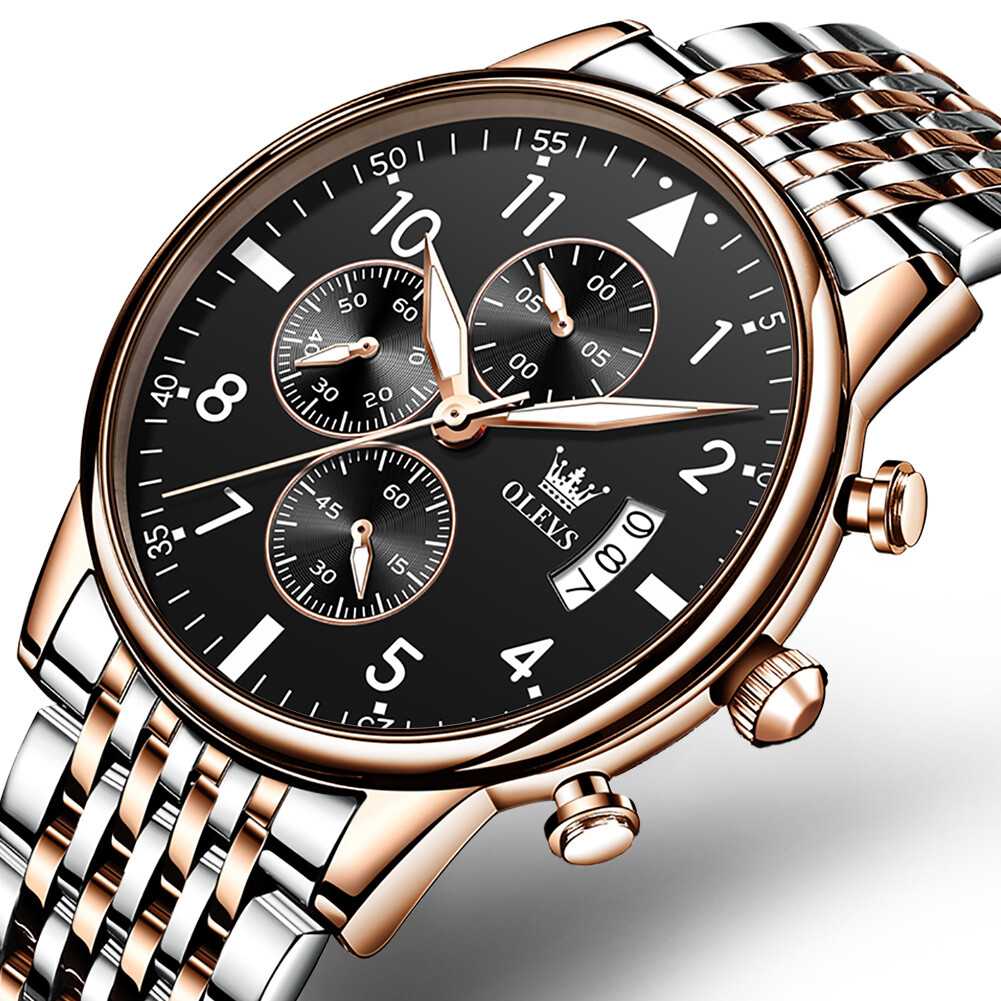 Men’s Business Chronograph Quartz Calendar Luminous Waterproof Christmas DayGift