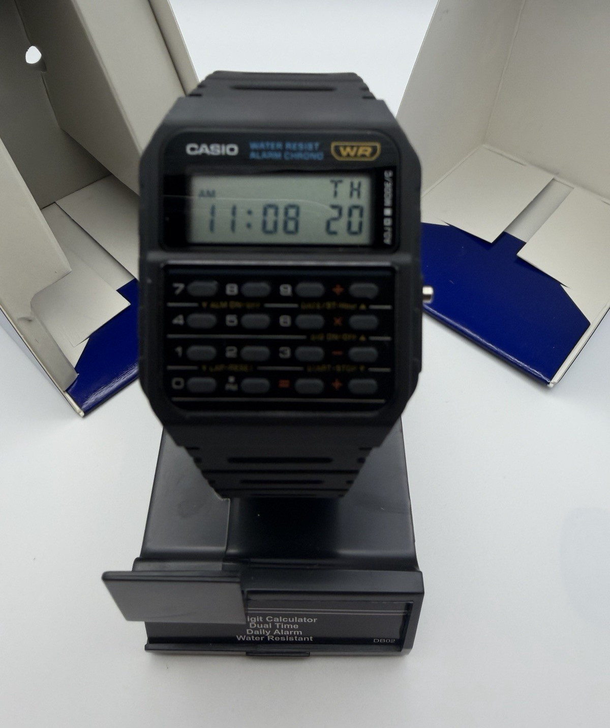 Casio Data Bank CA-53W Calculator Watch Black Digital Alarm Chronograph Retro