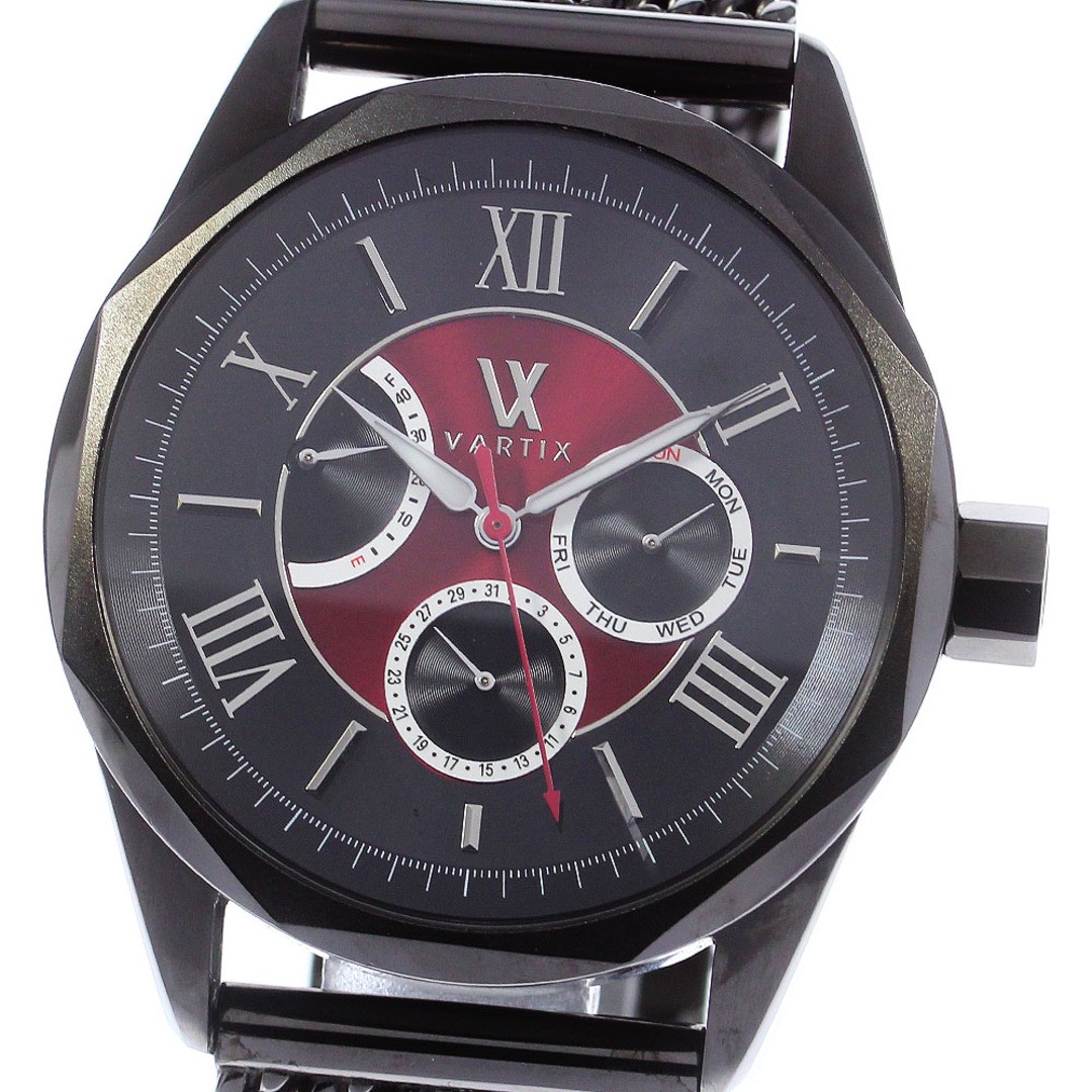 VARTIX ALIVE Men’s Automatic Watch Black Red SS Day Date Power Reserve Used From