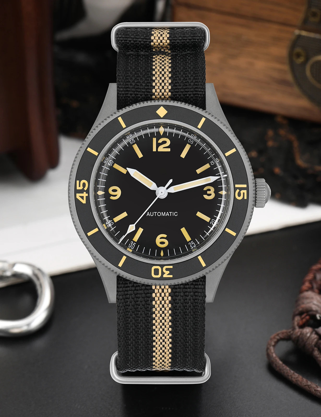 Sandblaste 50-Fathoms 40mm Sapphire 20ATM NH35A Automatic Mechanical Men’s Watch