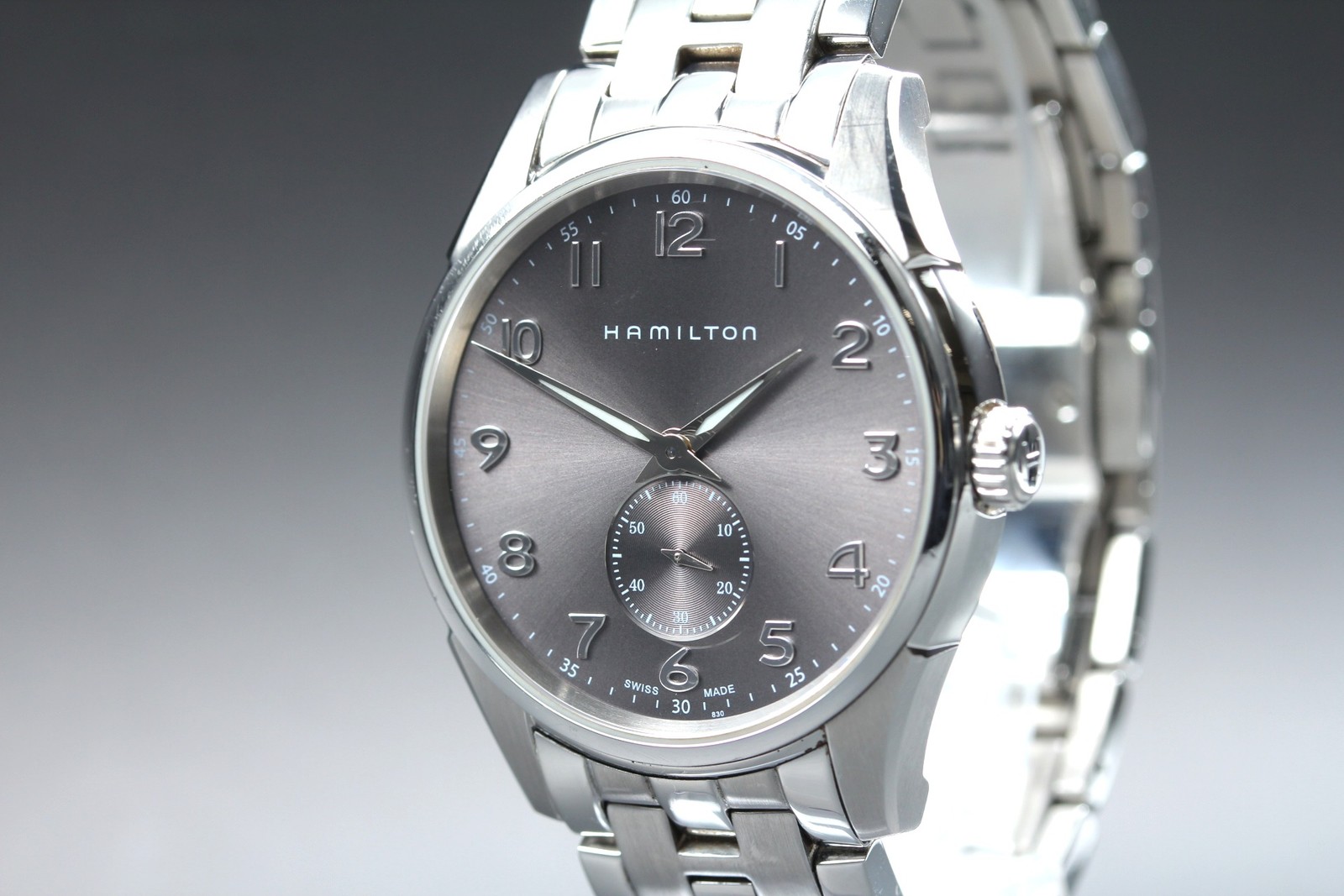 [Near MINT] HAMILTON Jazzmaster H384110 Small Second Gray Dial Quartz Mens Watch