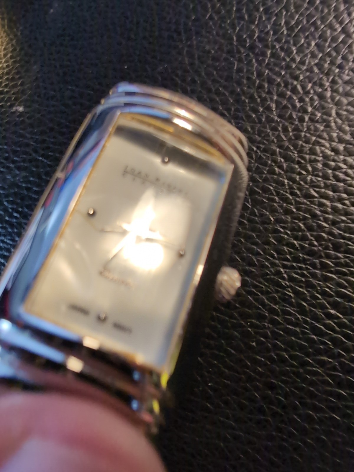 VTG Joan Rivers Classics Tank Style Mop Dial Silver Tone Watch Stretch 924QBS