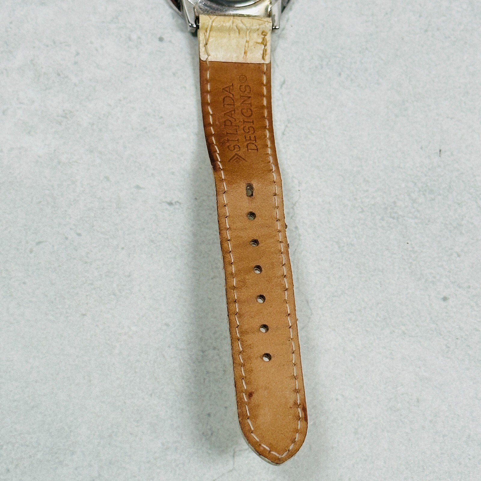 Silpada Designs Watch Womens 34mm Cream Leather Band Silver Tone New Battery