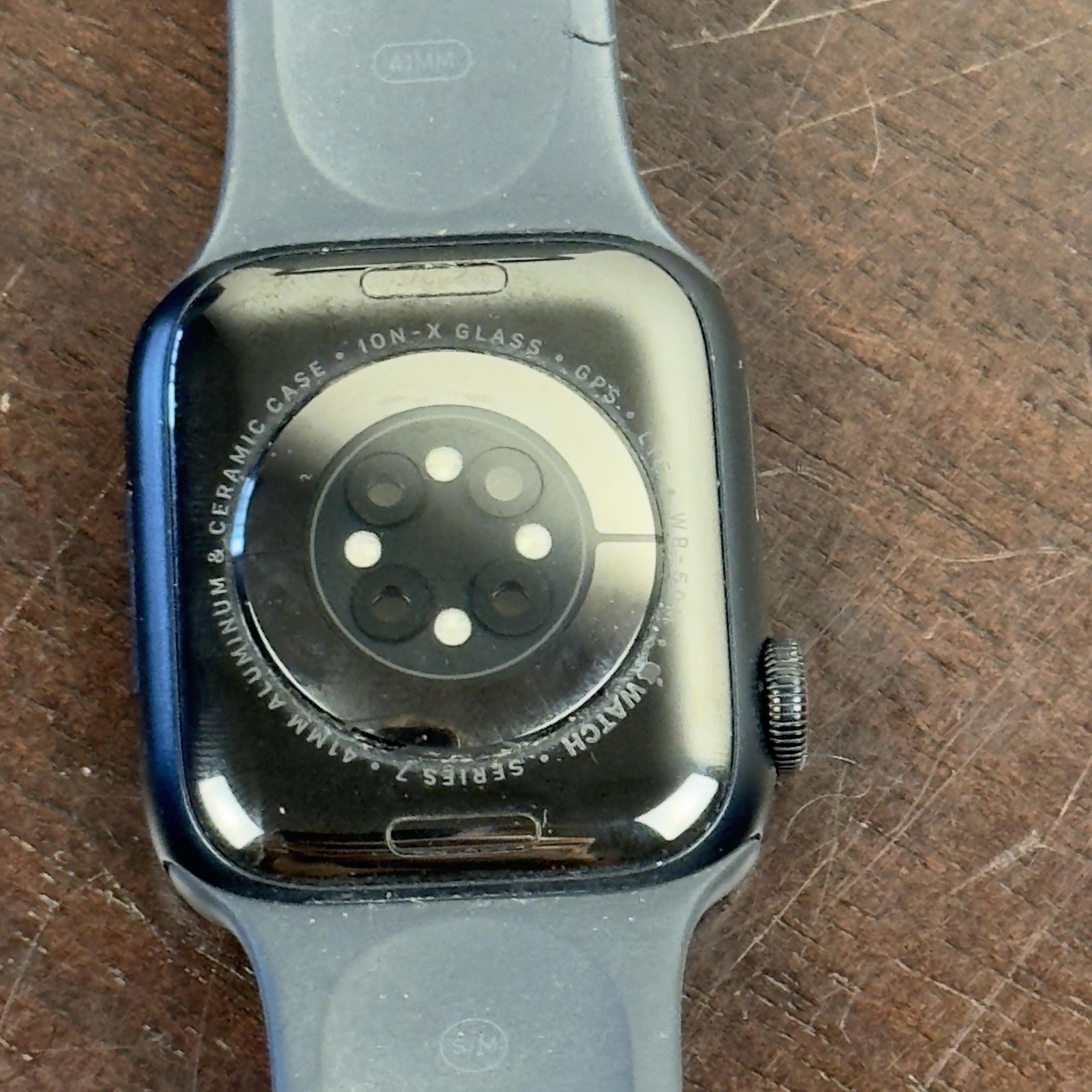Apple Watch Series 7 Mens Watch 41mm Black Dial Blue Sport Band GPS LTE Aluminum