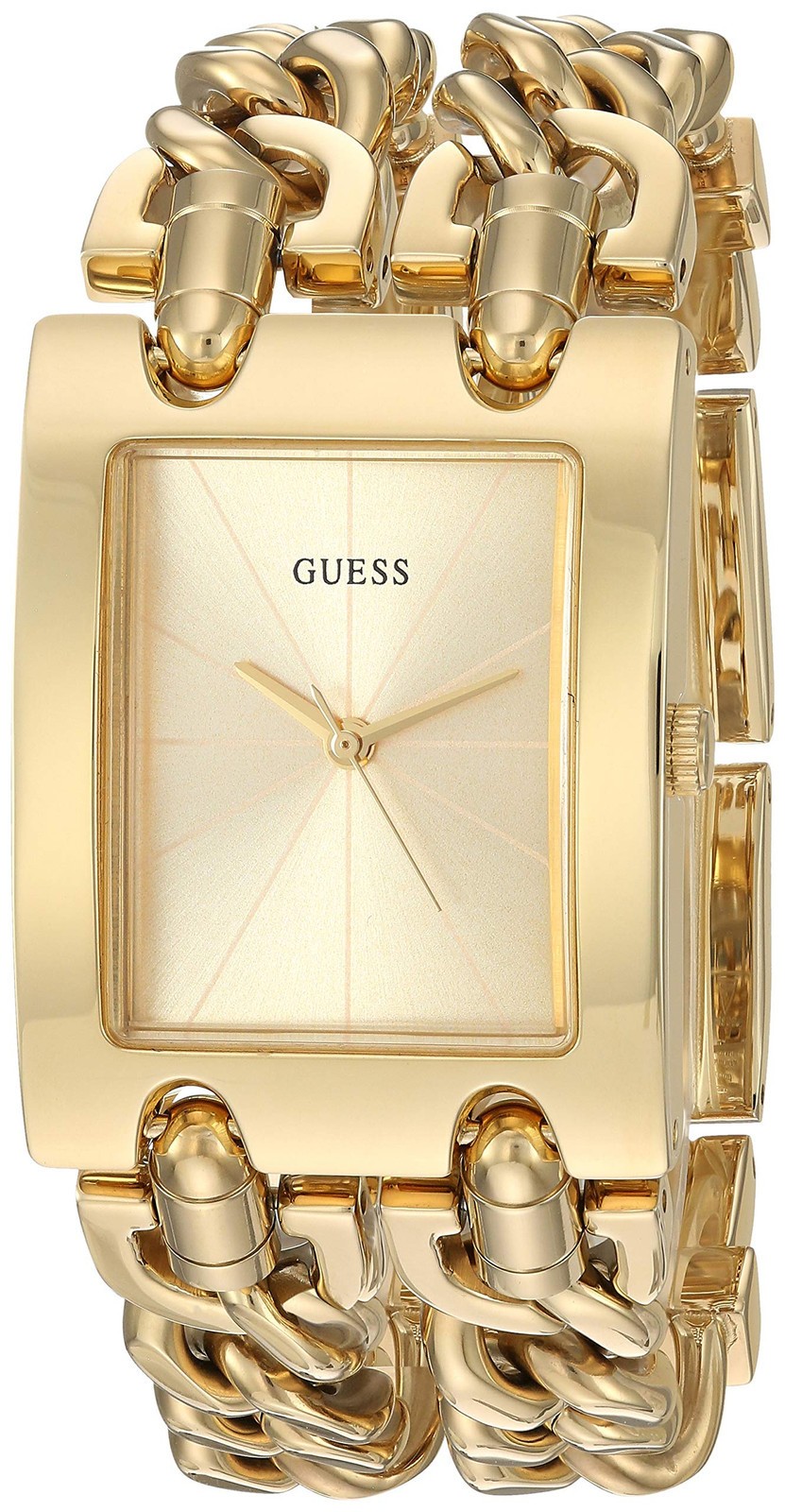 Guess Ladies Heavy Gold Tone Multi-Chain Bracelet Quartz Watch – W1117L2 NEW