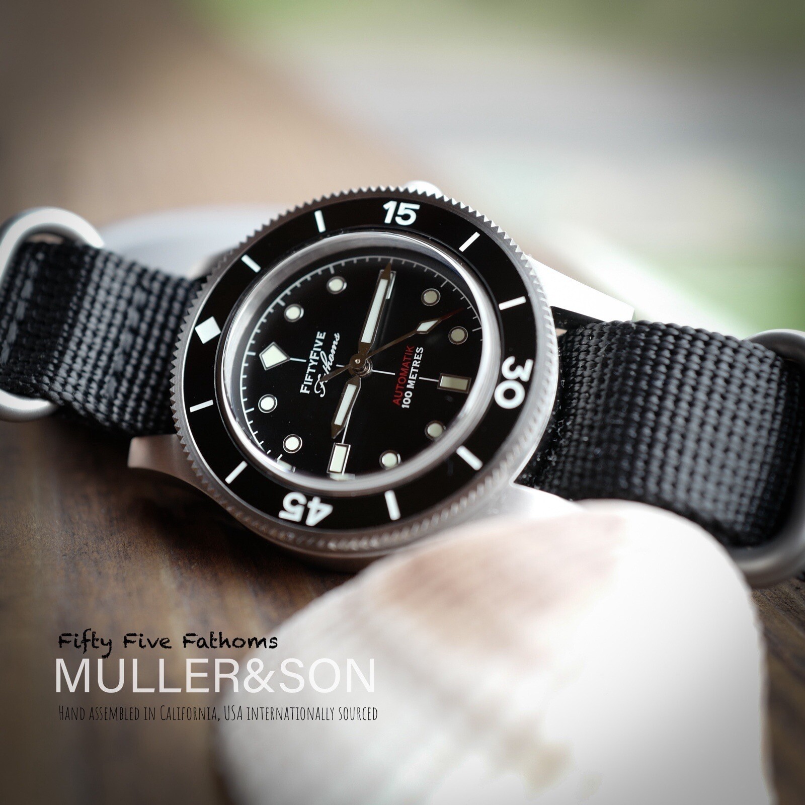 Müller&Son Watch Mod «AL» Fifty Five Fathoms NH35 Sapphire Crystal + Nylon Strap