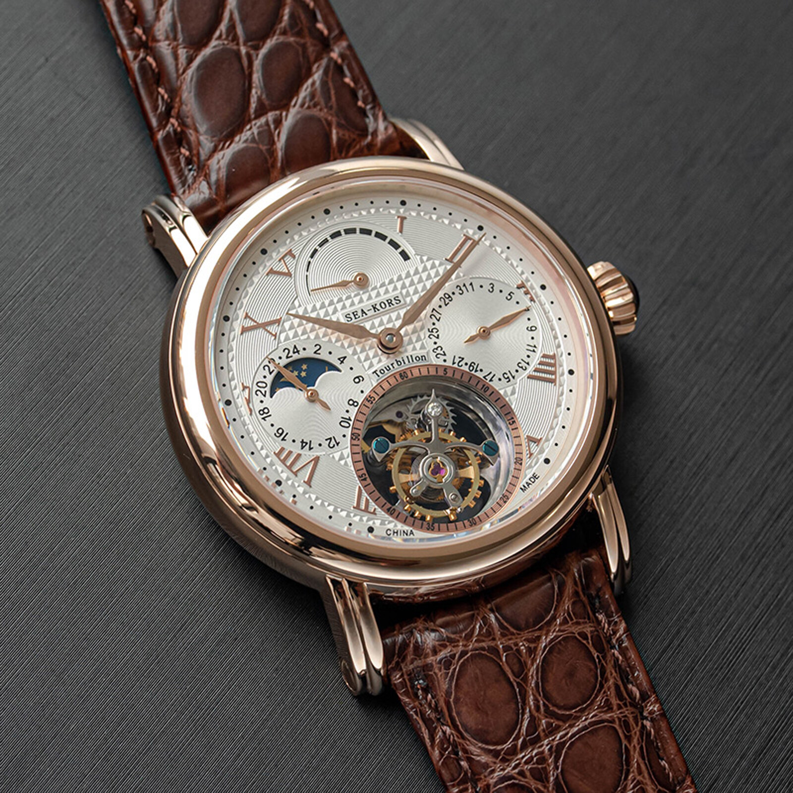 Sugess Seakors Genuine Tourbillon Seagull ST8007 Mechanical Mens Watch SE8007GW