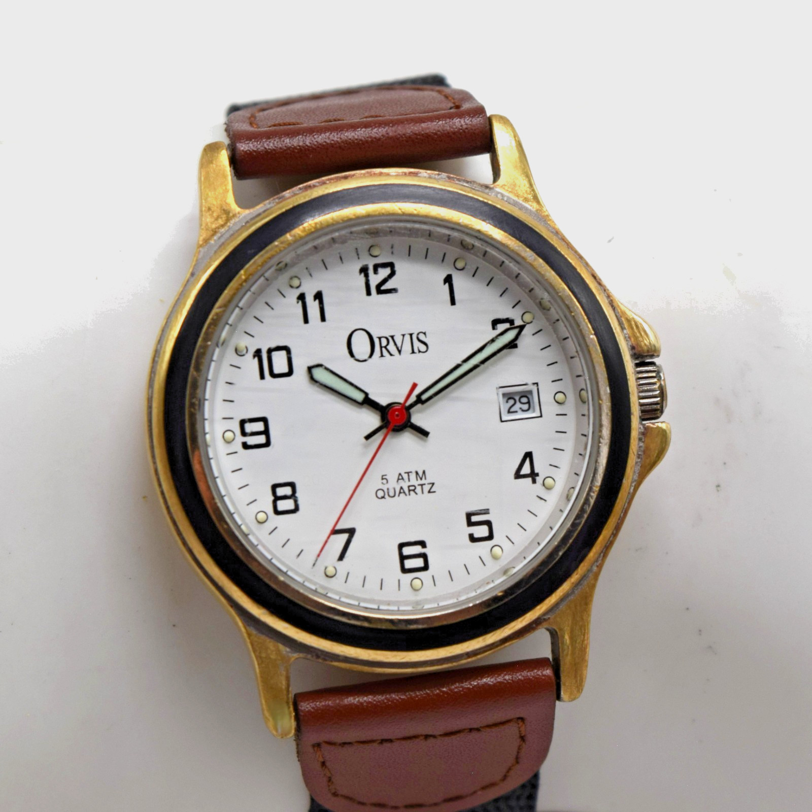 Vintage Orvis 37mm Men’s Japan Quartz Field Watch–New Battery & Hybrid Strap