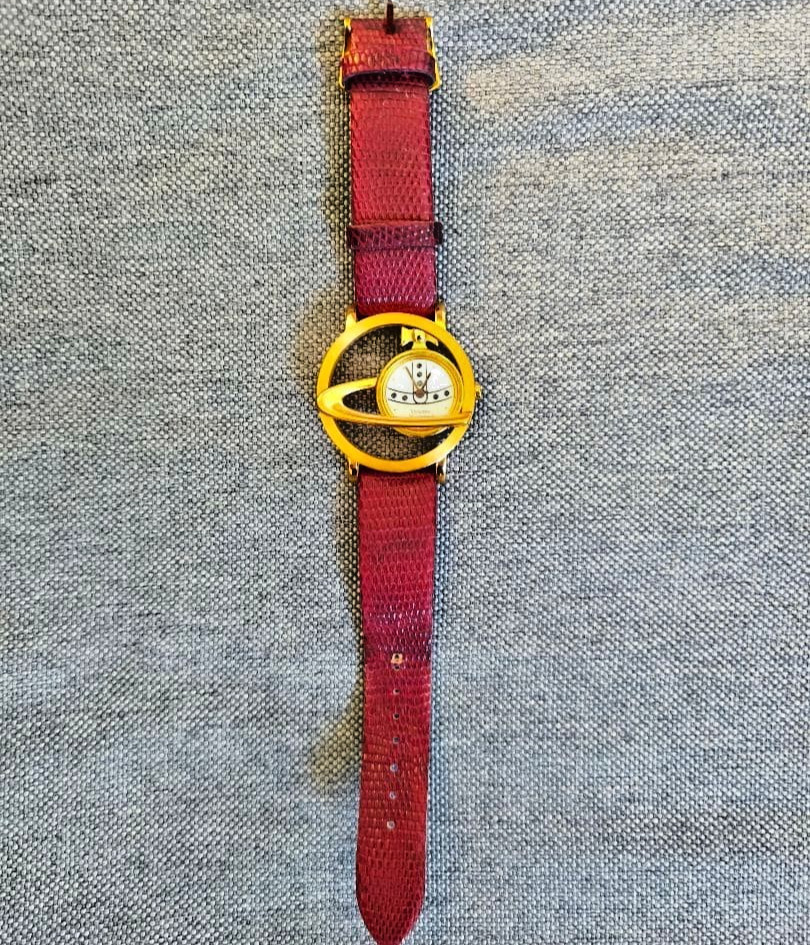Vivienne Westwood VW-77A3 Circle Orb Watch Rose Gold Red Leather Box Japan