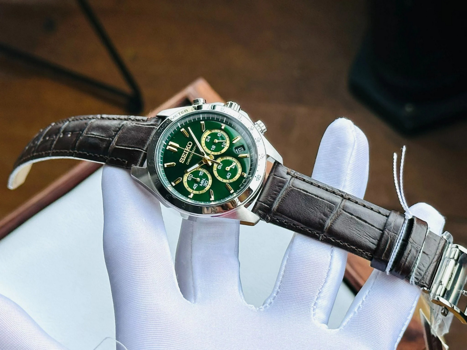 Seiko Spirit SBTR017 Chronograph Green Dial Stainless Steel Men’s Watch
