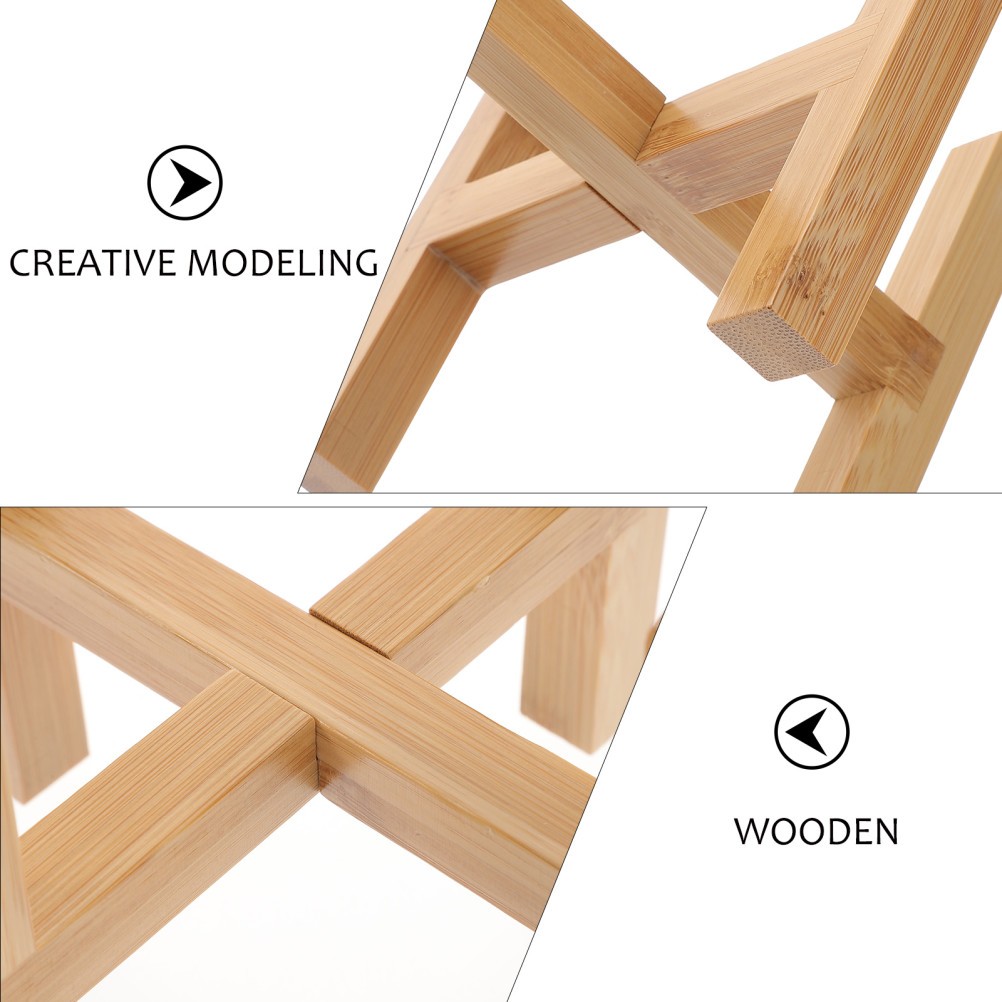 1Pcs Wooden Flower Shelf Khaki Four Legged Durable Flower Stand