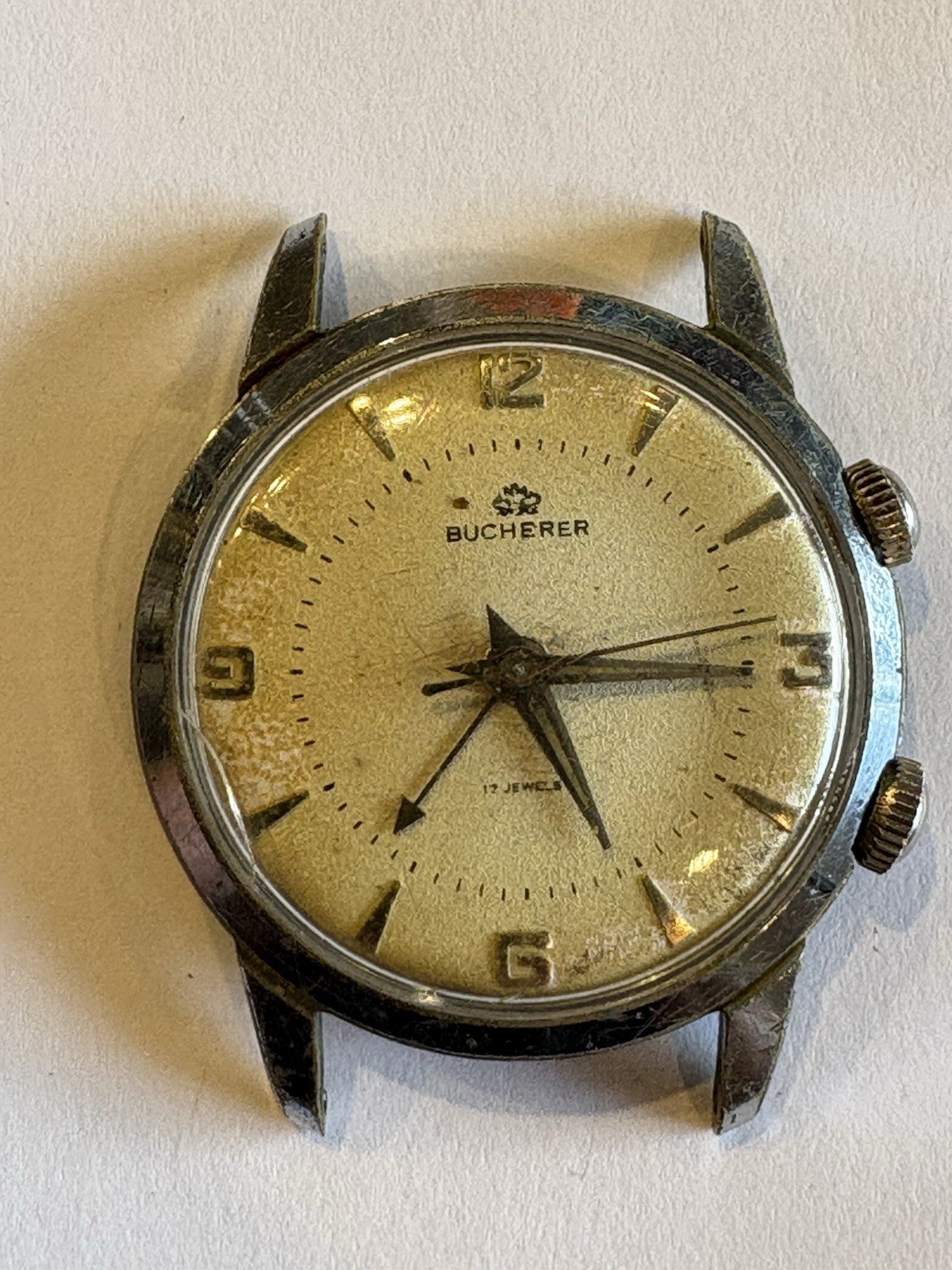 Vintage Bucherer Men’s Watch Alarm Fully Working Wrist Watch 1960’s