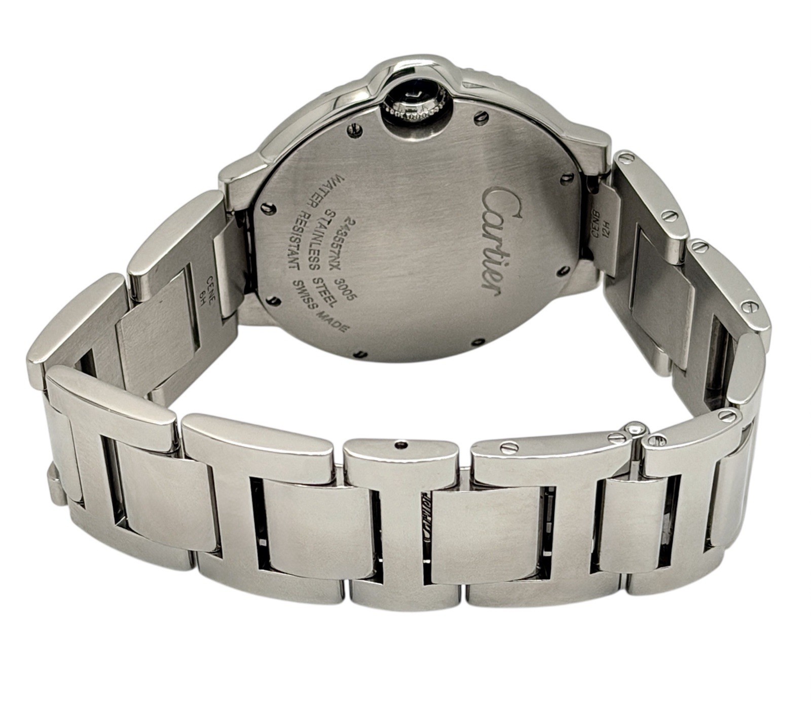 CARTIER BALLON BLEU 36MM DIAMOND BEZEL STAINLESS STEEL WATCH 3005 W69011Z4 B&P’s