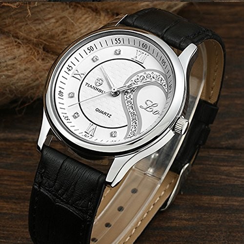 Ultrathin Leather Romantic Pair His and Hers Wrist Watches Sets for Couples W…