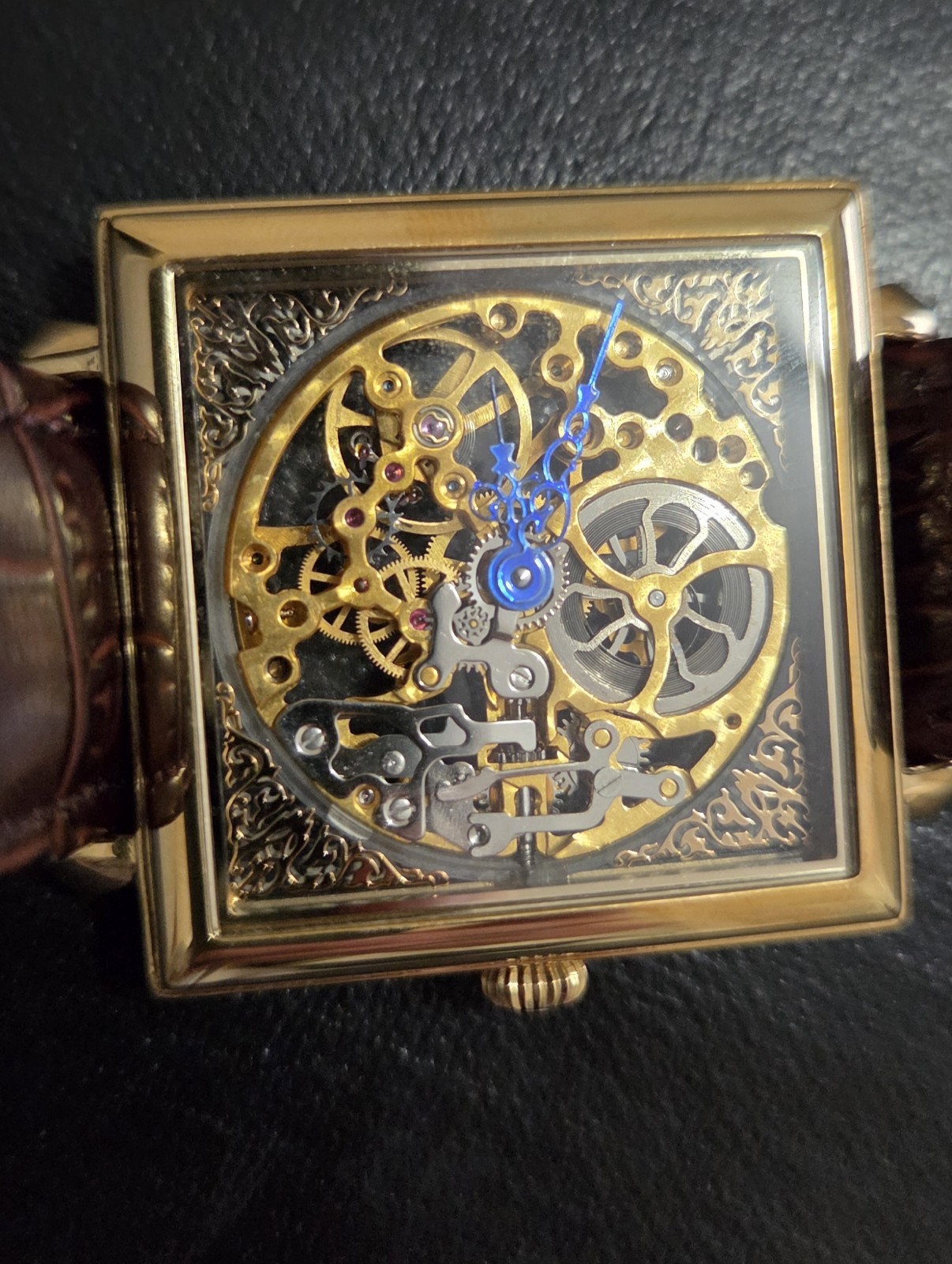STAUER 20879 Men’s Skeleton Watch Manual Wind Keeping Time