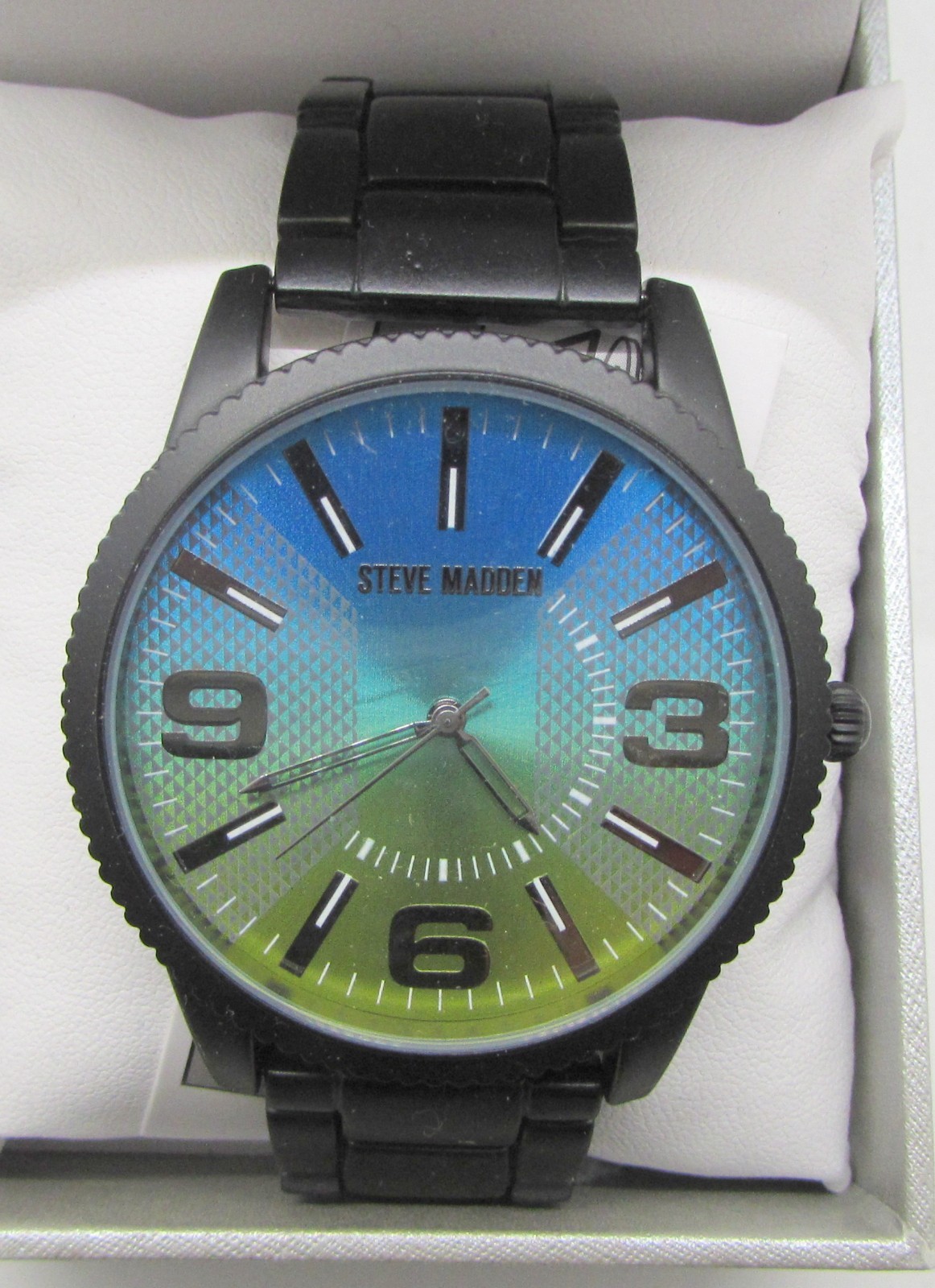 NEW Steve Madden Blue Green & Black Ombre Round Men’s Wrist Watch
