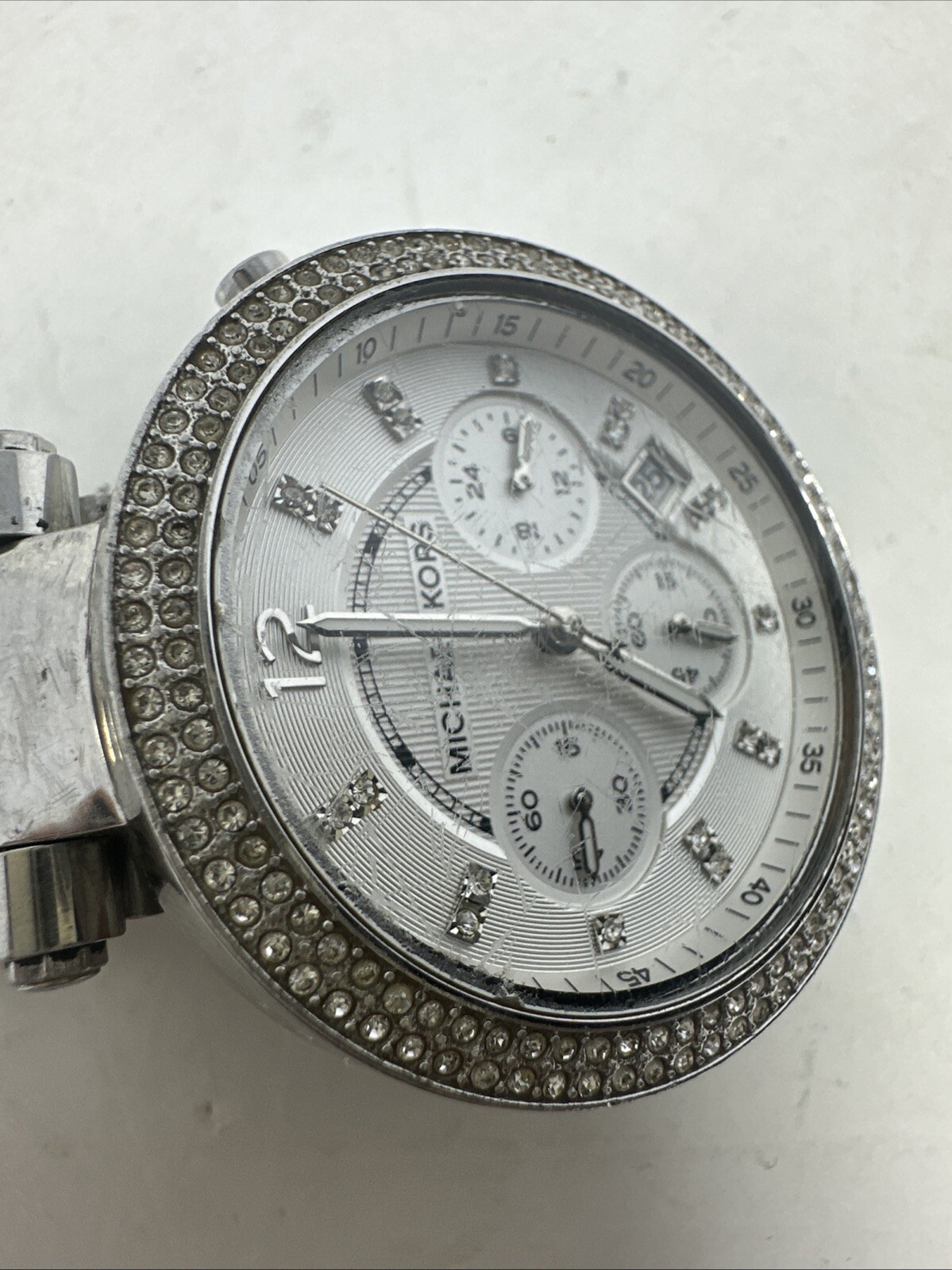Michael Kors Parker Ladies Chronograph Watch MK-5353 Stainless Needs New Battery