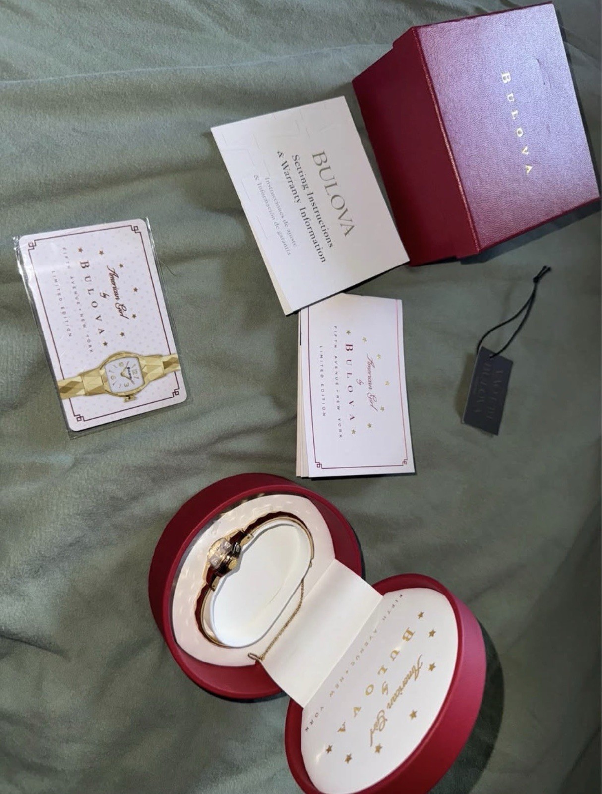 Bulova American Girl Limited Edition Quartz Gold Bangle White Dial 30m Box