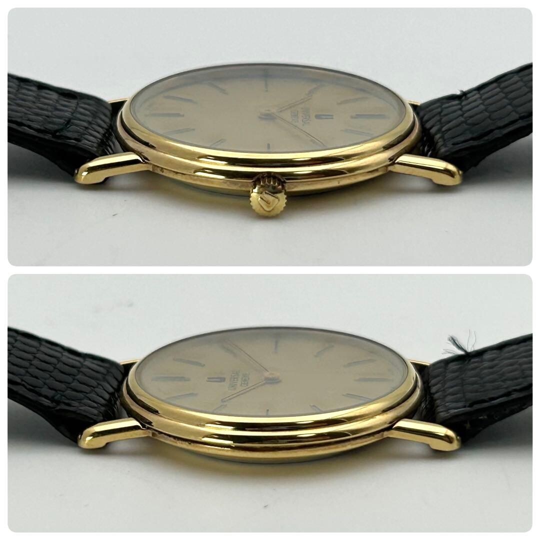 Universal Geneve 542205 Mens Gold Sunray Dress Watch Manual Wind Slim Swiss 30mm