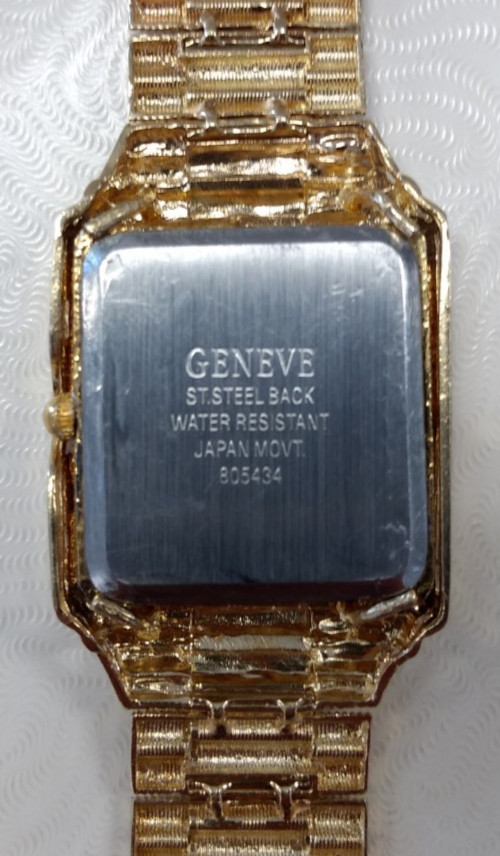 Mens Vintage 10K Yellow Gold Diamond Accented Geneve Quartz Wristwatch