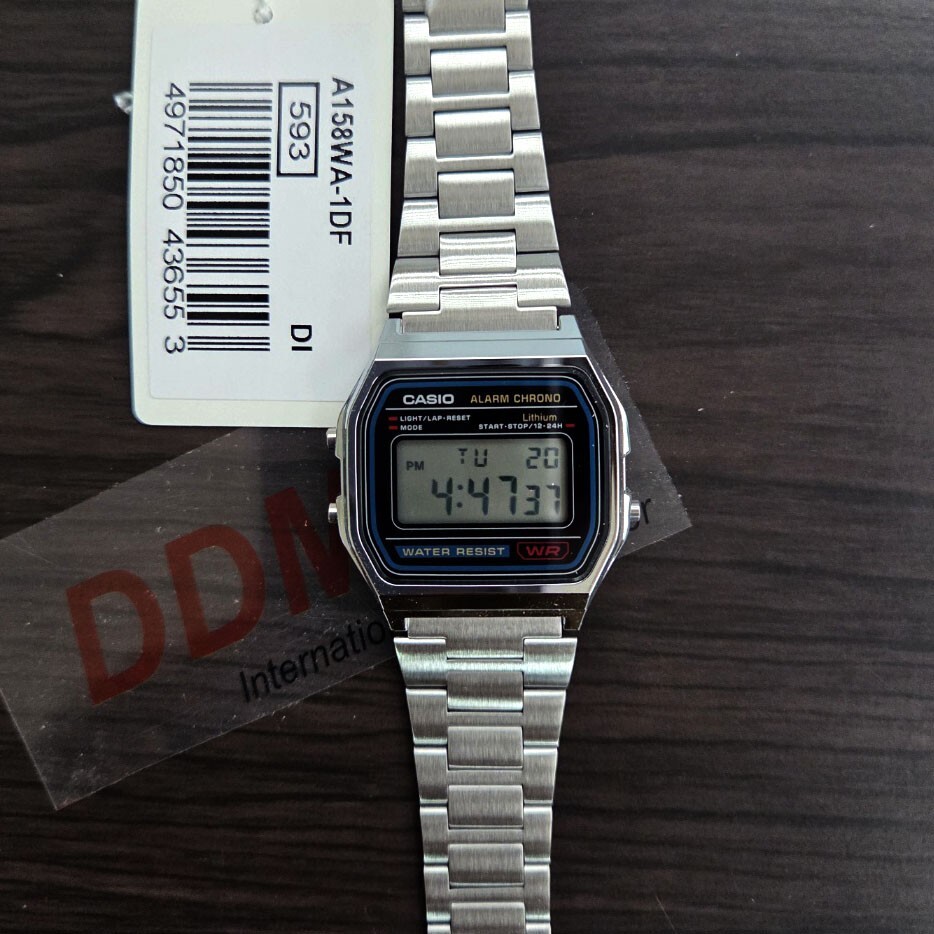 Casio A-158WA-1DF metal band Original Classic Chronograph Unisex Watch Alarm