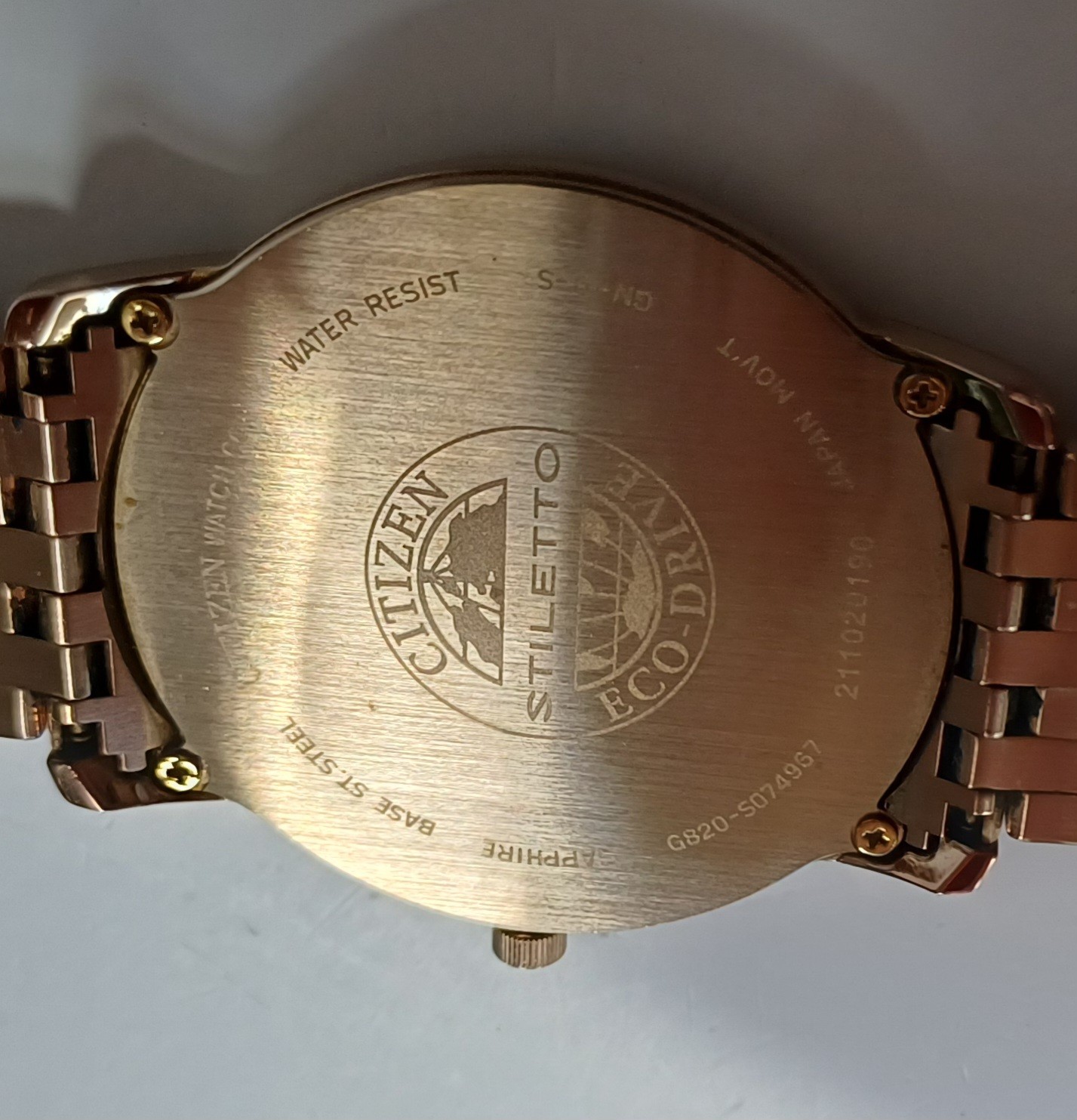 CITIZEN Eco-Drive Stiletto Rose Gold Plated Bracelet Watch AR1123-51A, 36 mm
