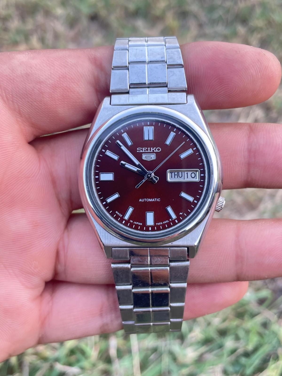 Vintage Seiko 5 Mens Automatic Watch 7009 Brown Dial Day/Date