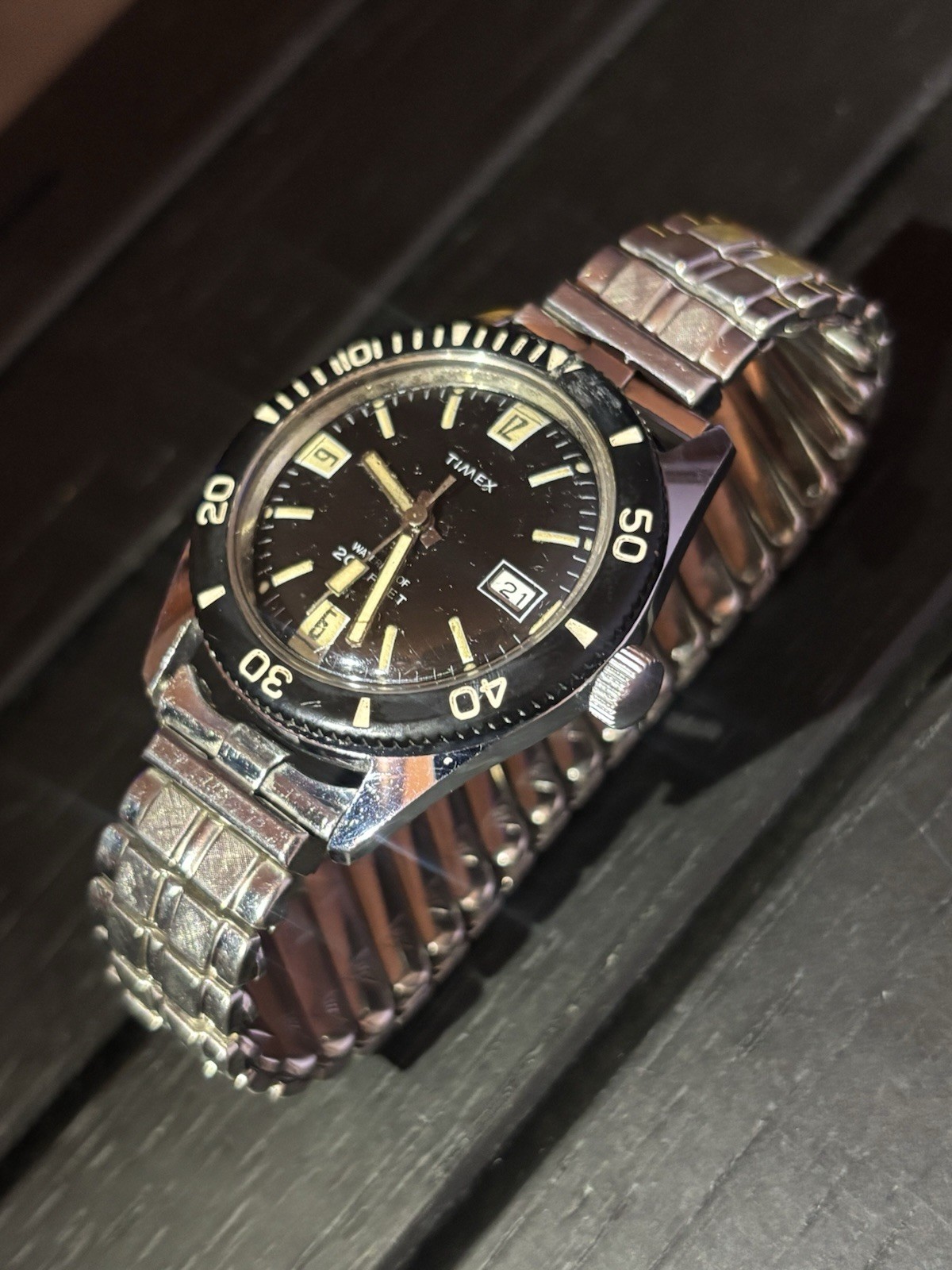 ‼️Vintage Timex Calendar🤿 Skin Diver🛟 200 Feet “ Rare 🇬🇧Dial- Looks Great‼️