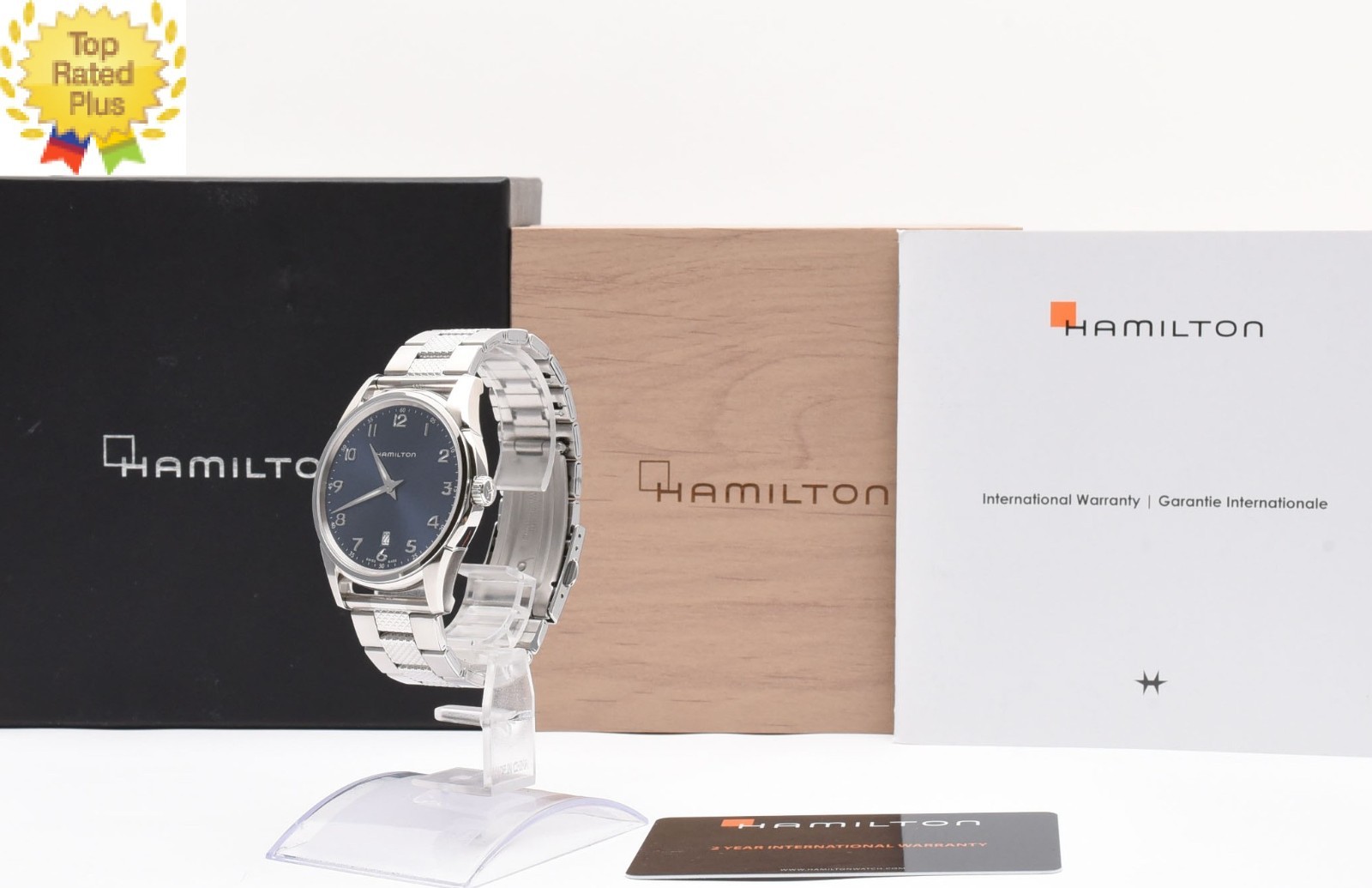 *MINT w/ Box* HAMILTON Jazzmaster H385111 42mm Blue Dial Qz Men’s Watch JAPAN