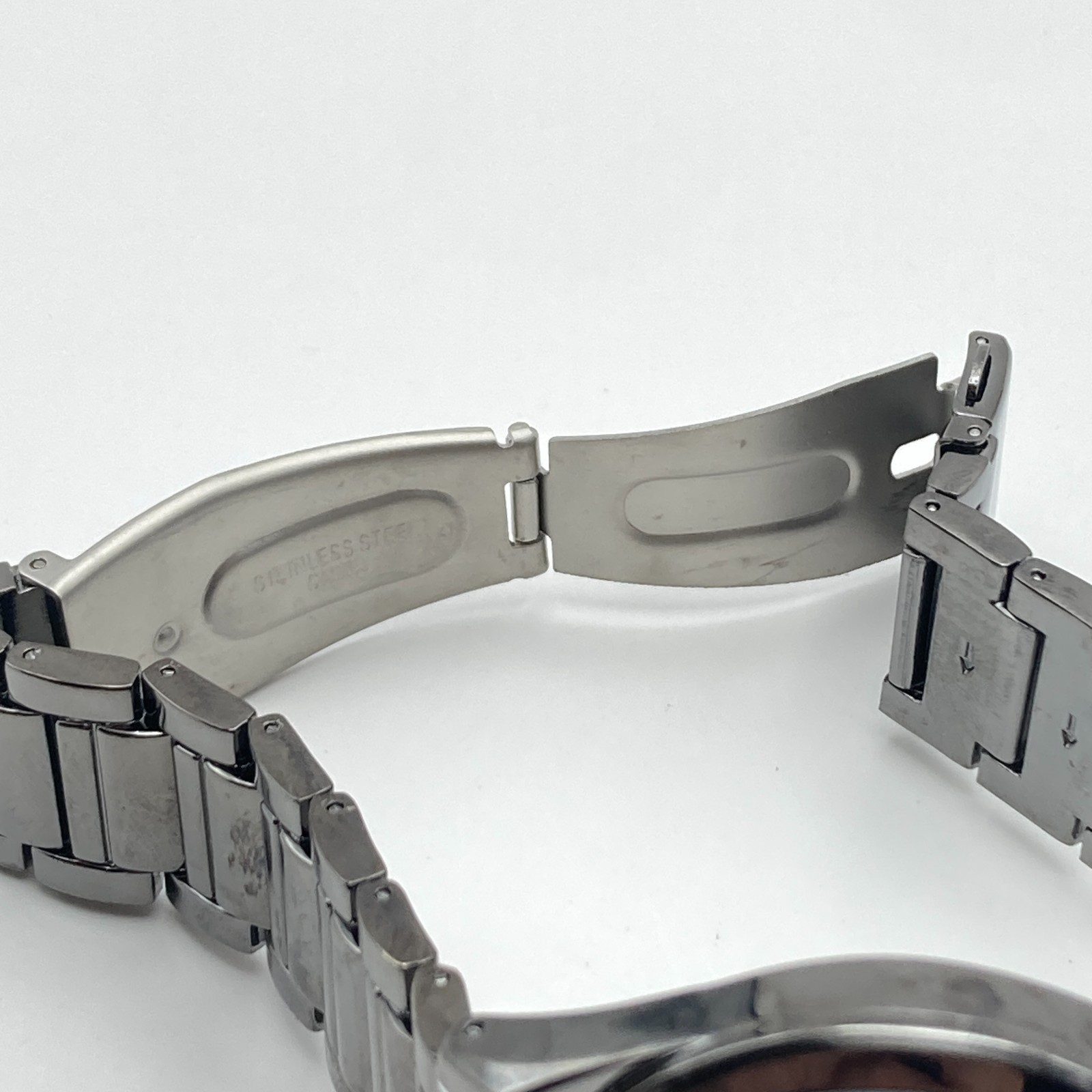 George Mens Watch 43mm Gunmetal Gray Blue Dial New Battery 8.25″