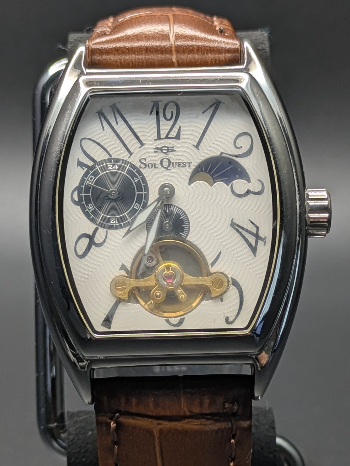 SOL QUEST Automatic Skeleton Moonphase Men’s Watch 35.5mm From Japan