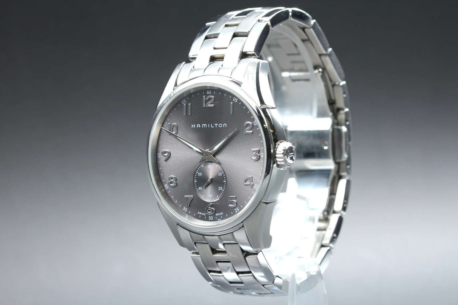 [Near MINT] HAMILTON Jazzmaster H384110 Small Second Gray Dial Quartz Mens Watch