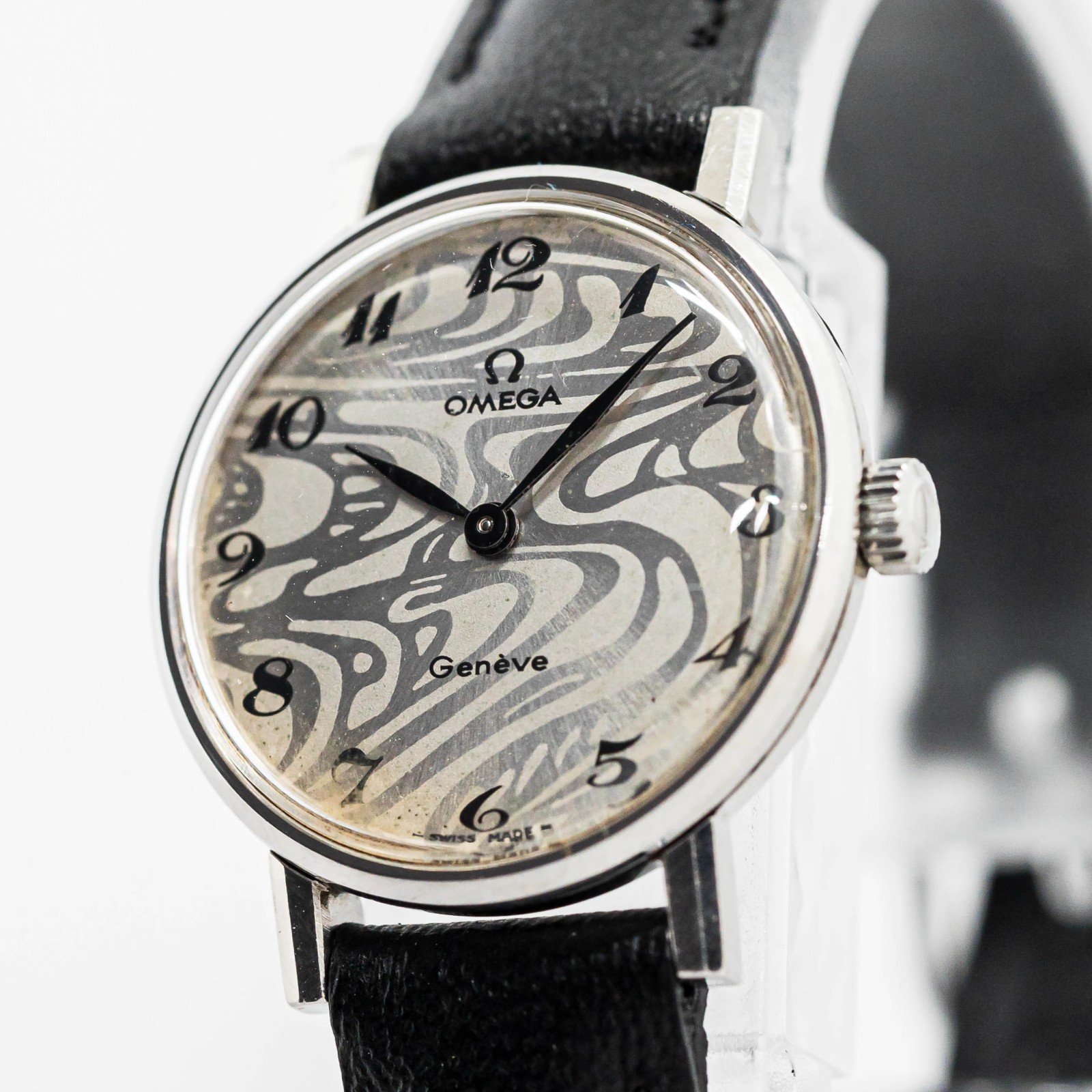 *Vintage 1971* OMEGA Geneve Cal.485 Manual Winding Marble Zebra Dial 23mm Ladies